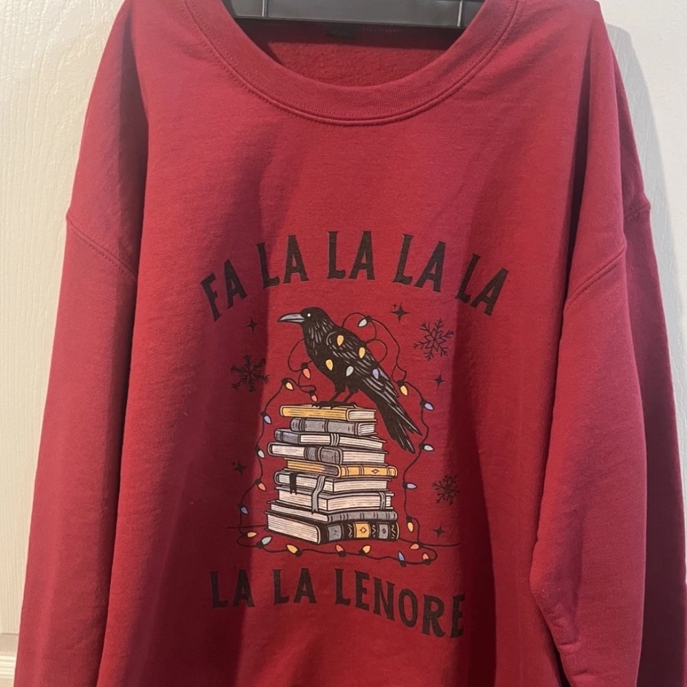 Edgar Allen Poe  Raven Maroon Holiday Christmas Sweatshirt Women’s size M
